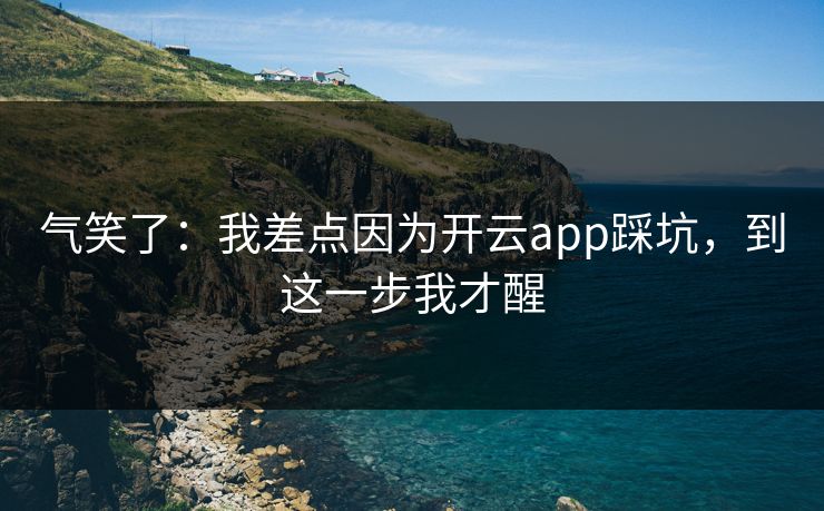 气笑了：我差点因为开云app踩坑，到这一步我才醒