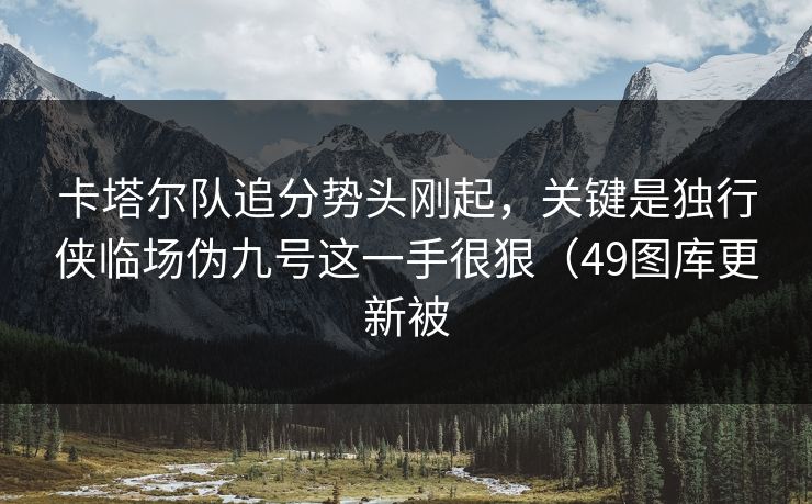 卡塔尔队追分势头刚起，关键是独行侠临场伪九号这一手很狠（49图库更新被